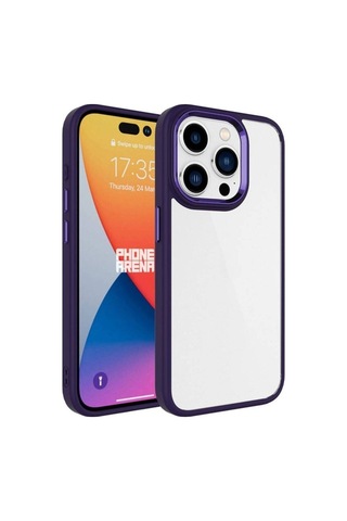 Apple Uyumlu iPhone 15 Pro Max Kılıf Zore Krom Kapak Derin Mor