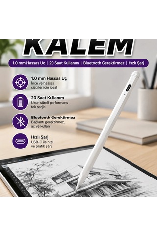 Hassas Eğim Sensörlü Profesyonel Dijital Kalem 1,0 Mm Uç Uzun Süreli Kullanım