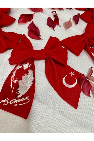 Atatürk Ay Yıldız Nakış İşlemeli Toka Kırmızı
