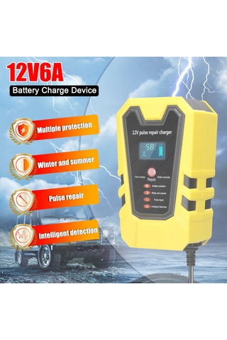 Honmex 12v 6a Akıllı Akü Şarj Cihazı, Lcd Ekranlı, Otomatik Durdurma, Sıcaklık Kontrolü, Araba-motosiklet, Oranj, Avrupa Standartı