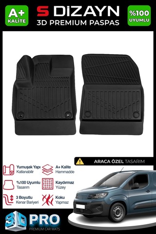 Drstuning S-dizayn Peugeot Partner Panelvan 3d Pro Havuzlu Paspas Ön 2'li 2019 Üzeri A+ Kalite