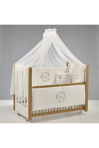 Meltem Kids Mia Anne Yanı Ahşap Sallanır Beşik 60 x 120 CM (Naturel - Angel) Kahverengi