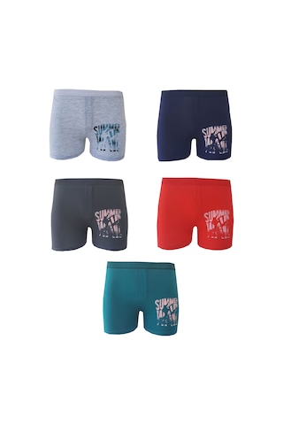 Hepsine Rakip 5li Erkek Çocuk Boxer Renkli Desenli Eğlenceli Rahat Çok Renkli
