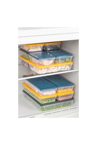Meleni Home 8'li Buzdolabı Organizer Mikrodalga Ve Difrize Uygun Saklama Kabı Petrol 4x2400 Ml- 4x1170 Ml Çok Renkli