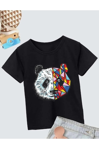 Primemağazam Unisex Çocuk Baskılı T-shirt - Siyah Çeşitli