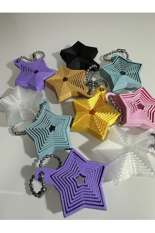3d Baskı Yıldız Fidget Anahtarlık - Hareketli Gerginlik Oyuncağı Ve Çanta Aksesuarı-pembe