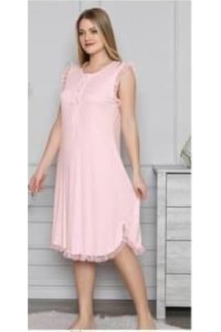 Limissi 313 Pembe Hamile Lohusa Dantelli Gecelik