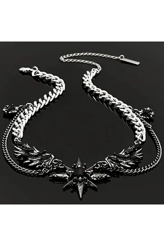Dükkan Design Çelik Çoklu Yıldız Gotik Kolye Siyah