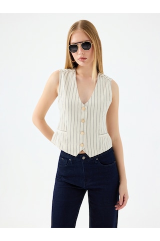 Slim Fit Kadın Yelek Denim
