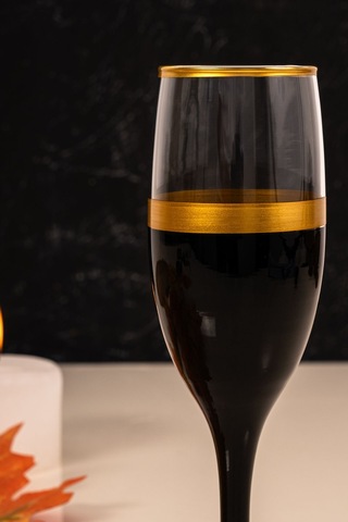 Mest 535 Model Siyah Mat Gold 6 Adet Kahve Yanı Su Bardağı Seti 190 Cc Siyah Mat Gold