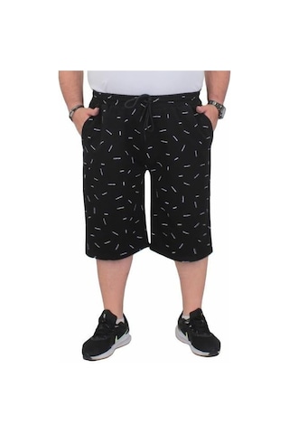 Starbattal Erkek Büyük Beden Penye Şort Justice 24645 Sıyah-Sıyah Siyah