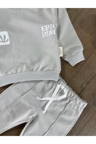 Dino Baskılı Relaxed Eşofman Takımı Gri