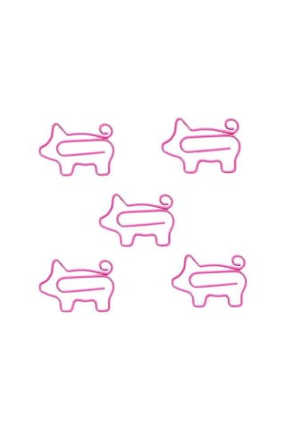 Pembe Domuz Şekilli Kağıt Klips Kitap Ayracı, 20 Adet