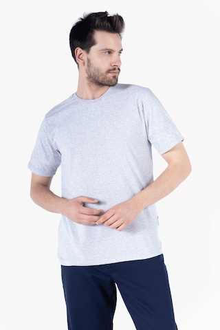 T-shirt Bisiklet Yakalı İş Tişörtü Gri Melanj