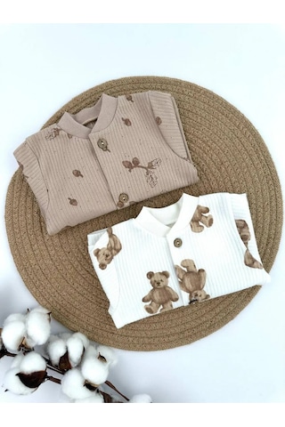 Svetik 2'li Yeni Doğanlar İçin Düğazlı Body Seti 332386524 Sütlü