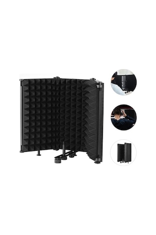 Fortunelane Taşınabilir Katlanabilir Mikrofon Kalkanı - 3 Panelli, Gürültü Bariyeri