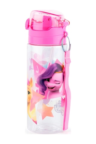 My Little Pony 500 Ml Kız Çocuk Pipetli Plastik Okul Matarası - Pembe Kapak