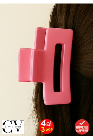 Pembe Renk Televizyon Model Mandal Saç Tokası 11 Cm - Şık Ve Dayanıklı Pembe