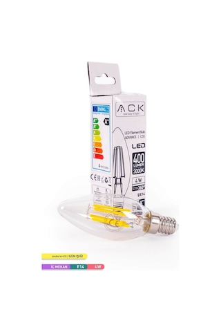 ACK Rustik LED C35 Ampul 3000K Gün Işığı 220V 4W E14