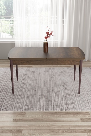 Canisa Tia Serisi 80x132 Açılabilir Mdf Mutfak Masası Barok Desen Masa Masa Barok Ahşap Desen Ayaklar Kahve