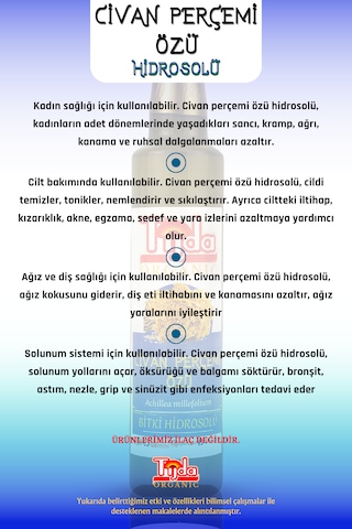 Civan Perçemi Özü Achillea Millefolium Hidrosolü 250 Ml