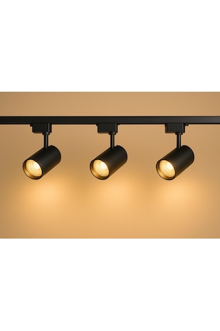 Modern 3'lü Siyah Alaminyum Kasa Ray Spot Aydınlatma Seti 30w 4000k Doğal Beyaz Işık 3200 Lm A+ Enerji Sınıfı Siyah