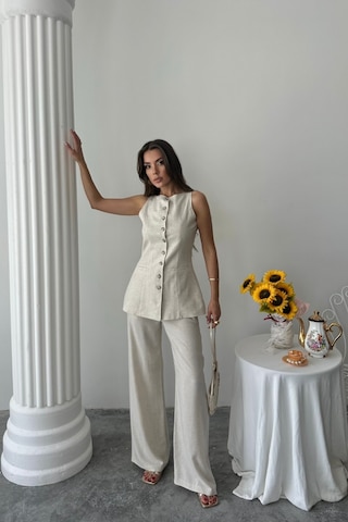 Sensuelle Keten Yelek - Pantolon Takım - Taş Altın