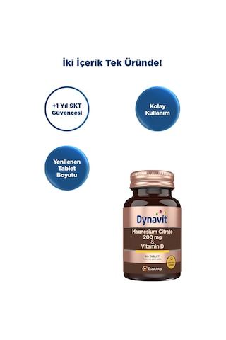 Dynavit Magnesium Citrate 200 MG & Vit D 60 Tablet