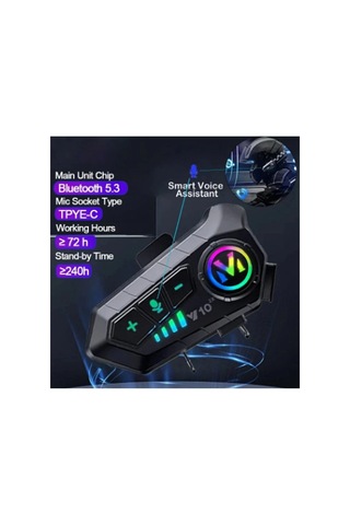 Y10 2x Motosiklet Kask İntercom Çift Eşleşme Rgb Işıklı Bluetooth Kulaklık 5,3 39523026