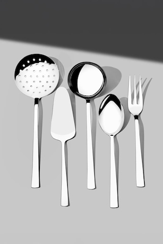 Nehir Deniz Sade 5 Parça Paslanmaz Çelik Servis Takımı Gri