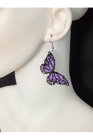 Harmel Jewelry Miyuki Mor Kelebek Küpe Çok Renkli