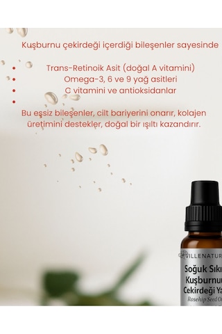 Villenature Soğuk Sıkım Kuşburnu Çekirdeği Yağı Rosehip Seed Oil Rosa Canina 20 Ml