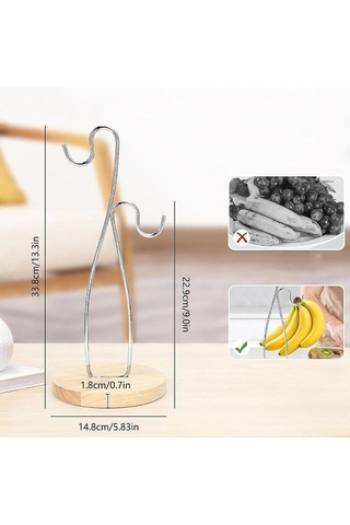 Trendooze Mutfak Sayacı Muz Tutucu Depolama Ekranı, Ahşap Tasarım Odun