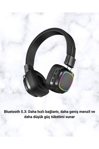 Rgb Işıklı Katlanabilir Bluetooth 5.3 Kulak Üstü Kulaklık -