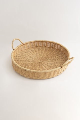 Meander Doğal Rattan Kulplu Tepsi 35x5x10 Cm 4582 L