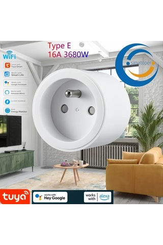 Xuweiwei Simatoper 1 Paket Akıllı Soket 16a 3680w Tuya Wi-fi İle Akıllı Ev Soketi Avrupa Standart Fiş Alexa Uyumlu
