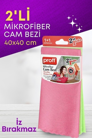 Grimorlife 2 Li Iz Bırakmayan Mikrofiber Cam Temizlik Bezi 40x40 Cm - Cam, Araba, Mutfak, Fiber Temizleme Bezi