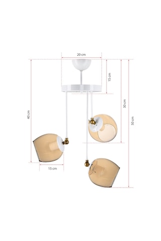 Üçlü Blanco Modern Avize Bal Camlı Beyaz