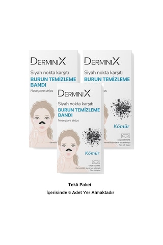 Derminix Kömürlü Siyah Nokta Karşıtı Burun Temizleme Bandı 6'lı