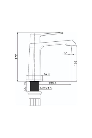 Creavit SK1500GR Stark Lavabo Bataryası Metalik Gri