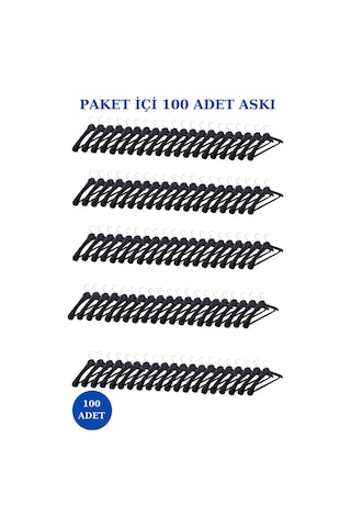 100 Adet Plastik Yüksek Kalite Ceket Askısı Elbise Askısı Siyah