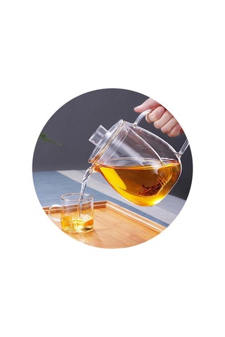 Cam Çaydanlık Çıkarılabilir Demlik Çiçekli Çay Filtresi Isıtmalı Güvenli Çay Su Isıtıcısı Çiçek Açan Gevşek Yaprak Çay Makinesi Seti Çaydanlıklar Altın - Beyaz