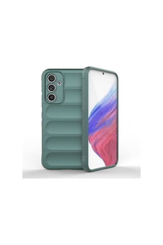 Zore Galaxy Uyumlu A54 Kılıf Esnek Tpu Oyuklu Arka Yüzey Tasarımlı Etnik Silikon Kapak - Koyu Yeşil