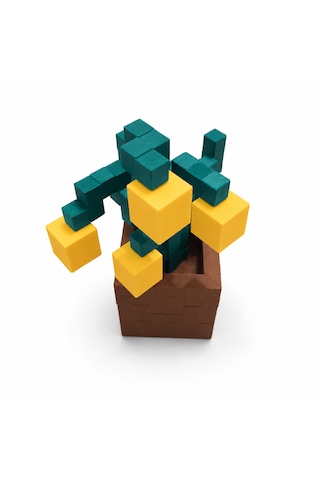 Piksel İnci Çiçeği Biblo - 3d Baskı, Minecraft Esintili Sarı