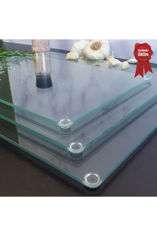Decorita Cam Kesme Tahtası - Cam Kesme Tablası - 3'lü Takım Saydam