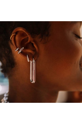 Silver Renk Delik Gerektirmeyen Düz Earcuff Kıkırdak Küpesi Renkli