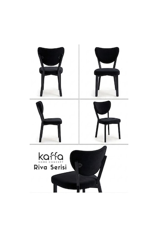 Riva , Modern Mutfak Sandalyesi, Yemek Odası Sandalyesi, Bahçe, Kafe - 6 Adet Siyah Sandalye