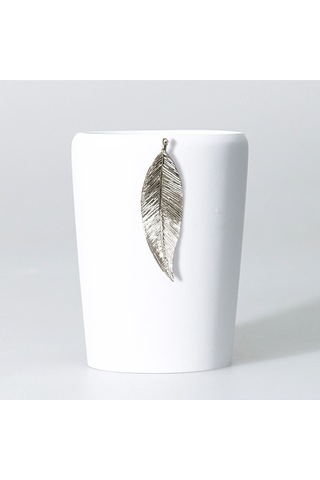 Leaf Sıvı Sabunluk Beyaz Gümüş