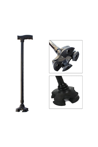 Dolıty Yürüme Bastonu Rahat Tutuş Teleskopik Hafif Siyah Siyah