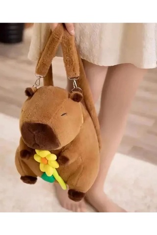 Capybara Peluş Çanta Sevimli Yumuşak Sırt Çantası 30cm -428 Kahverengi